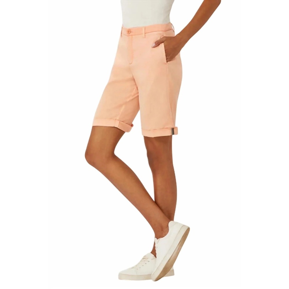 ecru Bermuda Shorts Womens 6 Apricot Peach Chino Cuffed Twill 1228MS Luxury